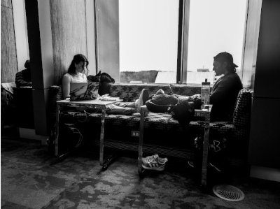 Students studying in library